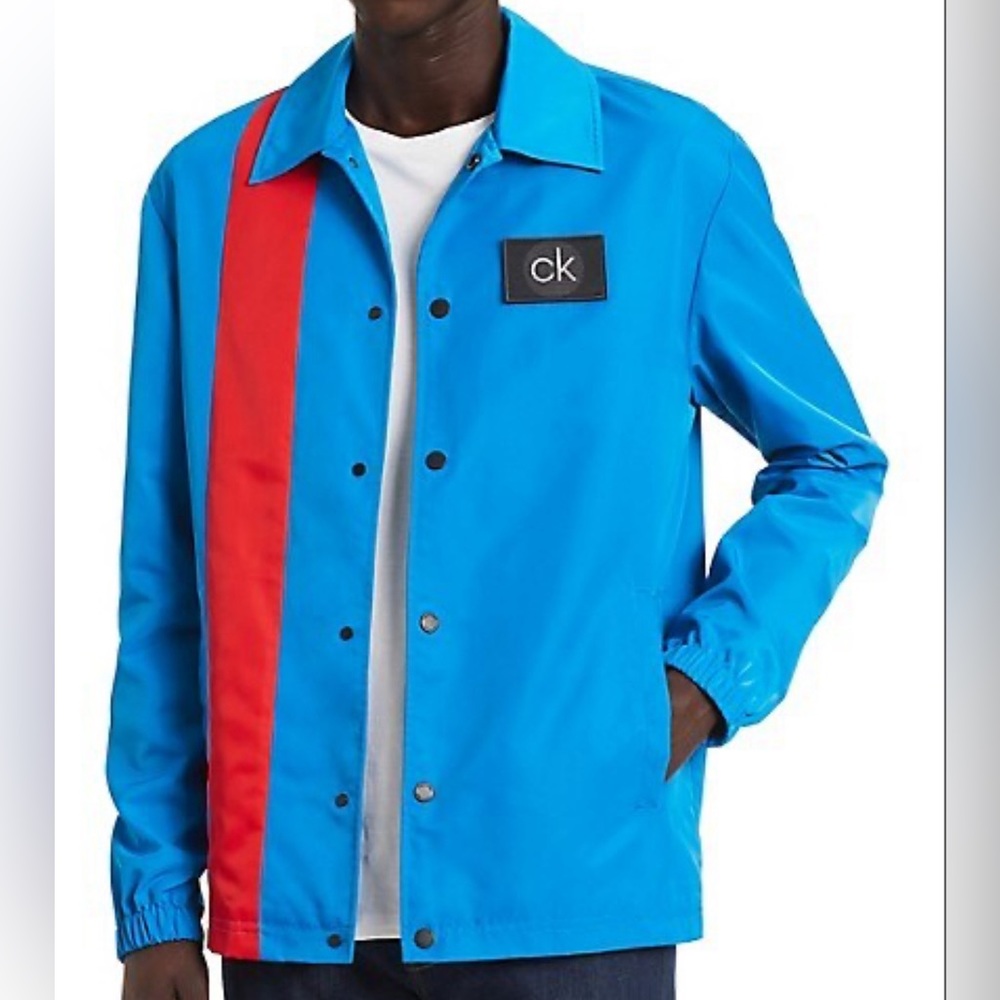 Calvin Klein Tape Stripe Coach’s Jacket, NWT, size M, colour: Cristal Sea.